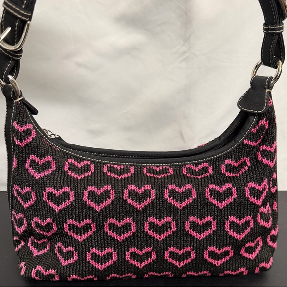 THE SAK Black Knit Shoulder Bag with Pink Hearts - Picture 5 of 12